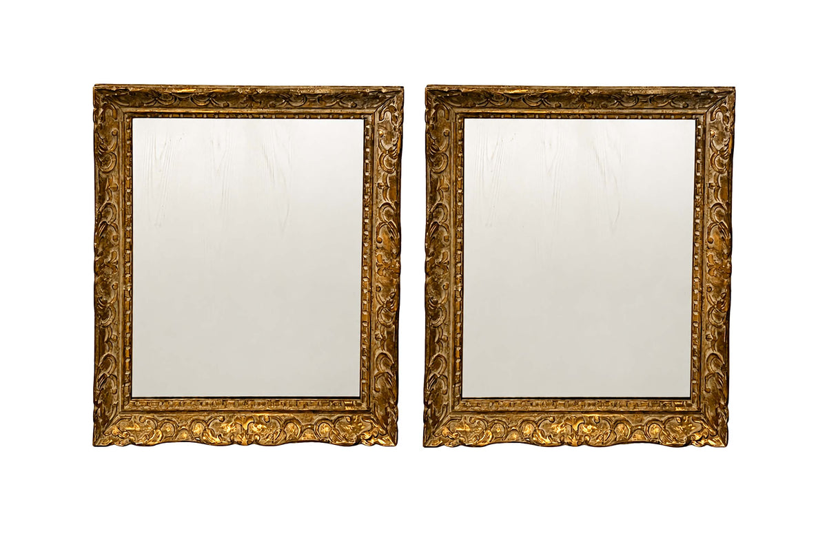 Pair of Mid-20th Century French Louis XV Style Giltwood Wall Mirrors
