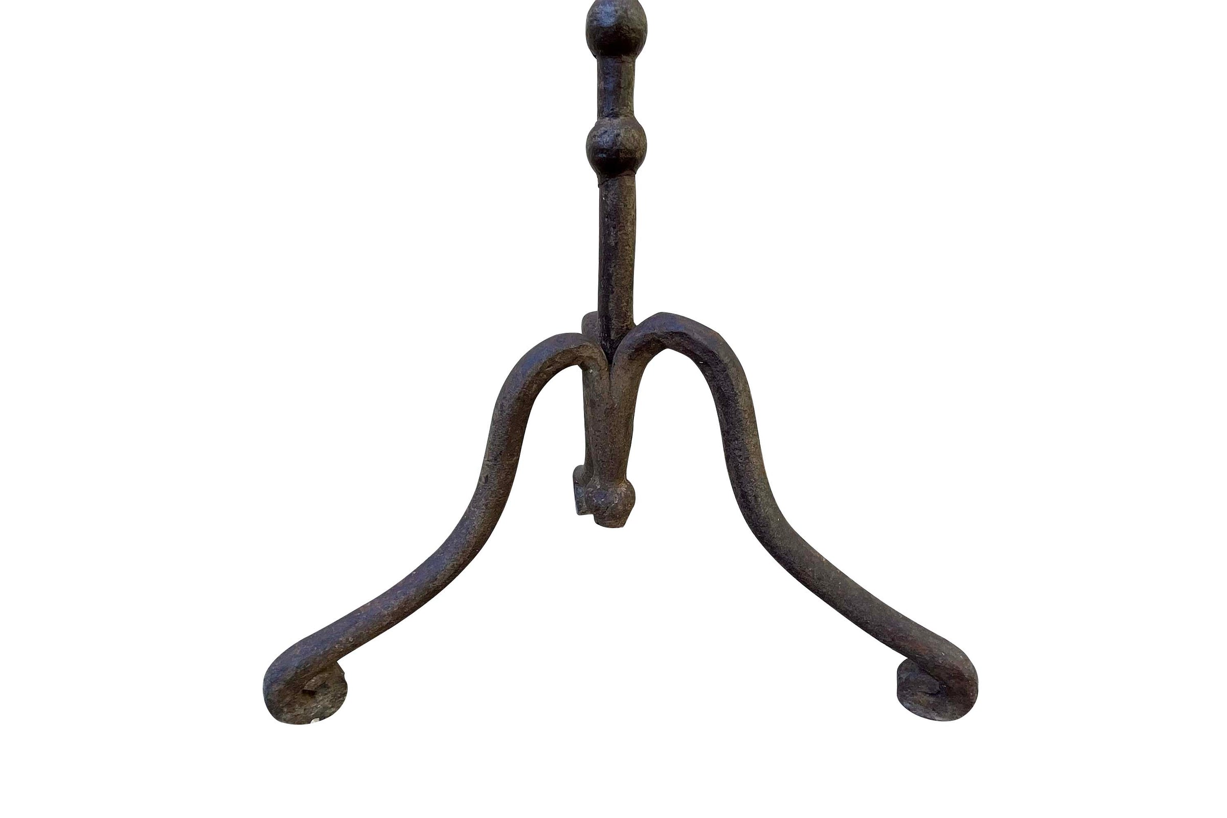 Pair of Monumental 18th Century Italian Wrought Iron Twelve-Light Floor Candelabra