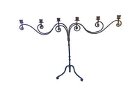 Pair of Monumental 18th Century Italian Wrought Iron Twelve-Light Floor Candelabra