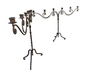 Pair of Monumental 18th Century Italian Wrought Iron Twelve-Light Floor Candelabra
