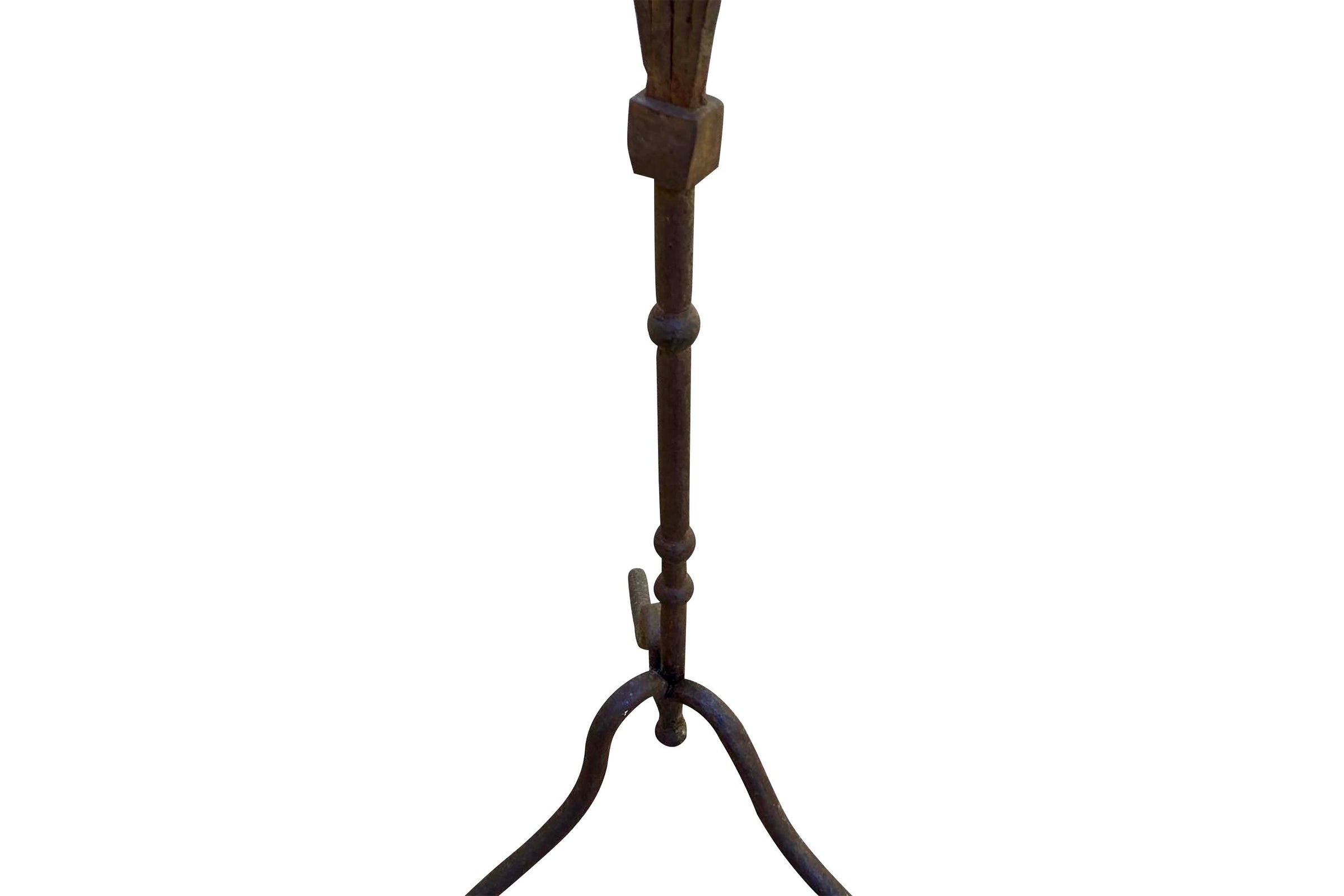 Pair of Monumental 18th Century Italian Wrought Iron Twelve-Light Floor Candelabra