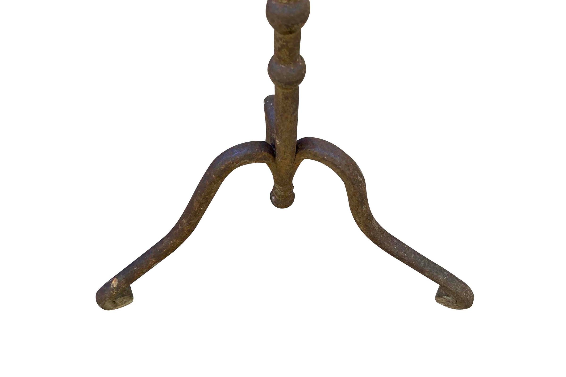 Pair of Monumental 18th Century Italian Wrought Iron Twelve-Light Floor Candelabra