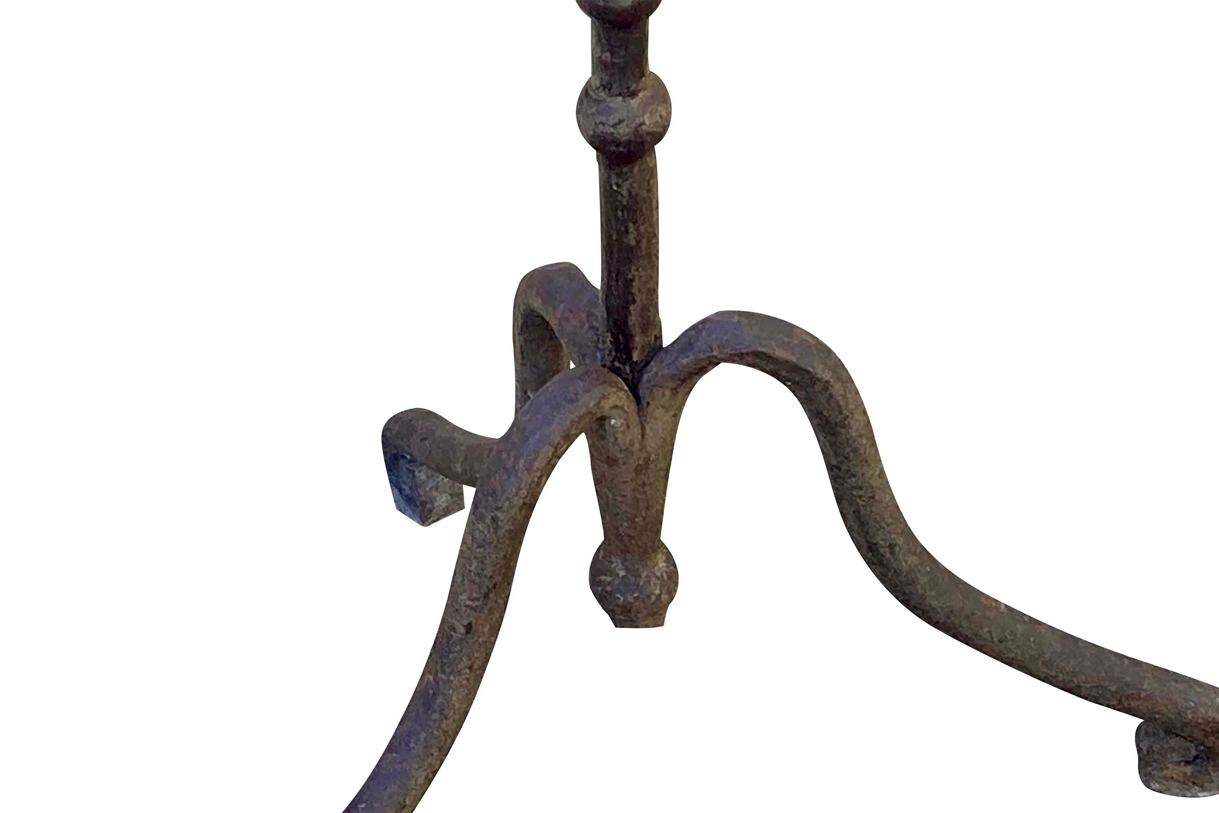 Pair of Monumental 18th Century Italian Wrought Iron Twelve-Light Floor Candelabra