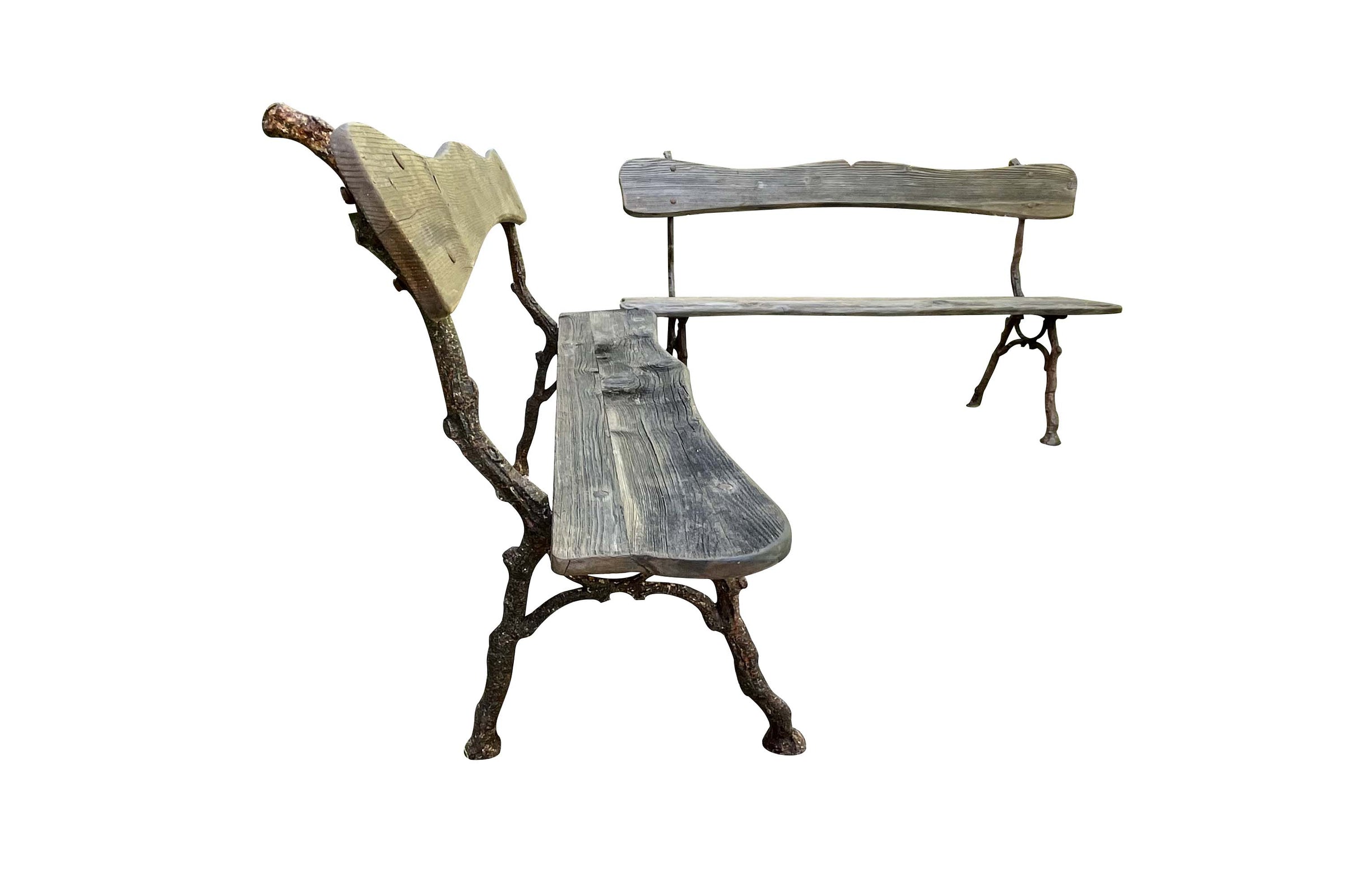 Pair of Late 19th Century French Branch-Work Garden Benches