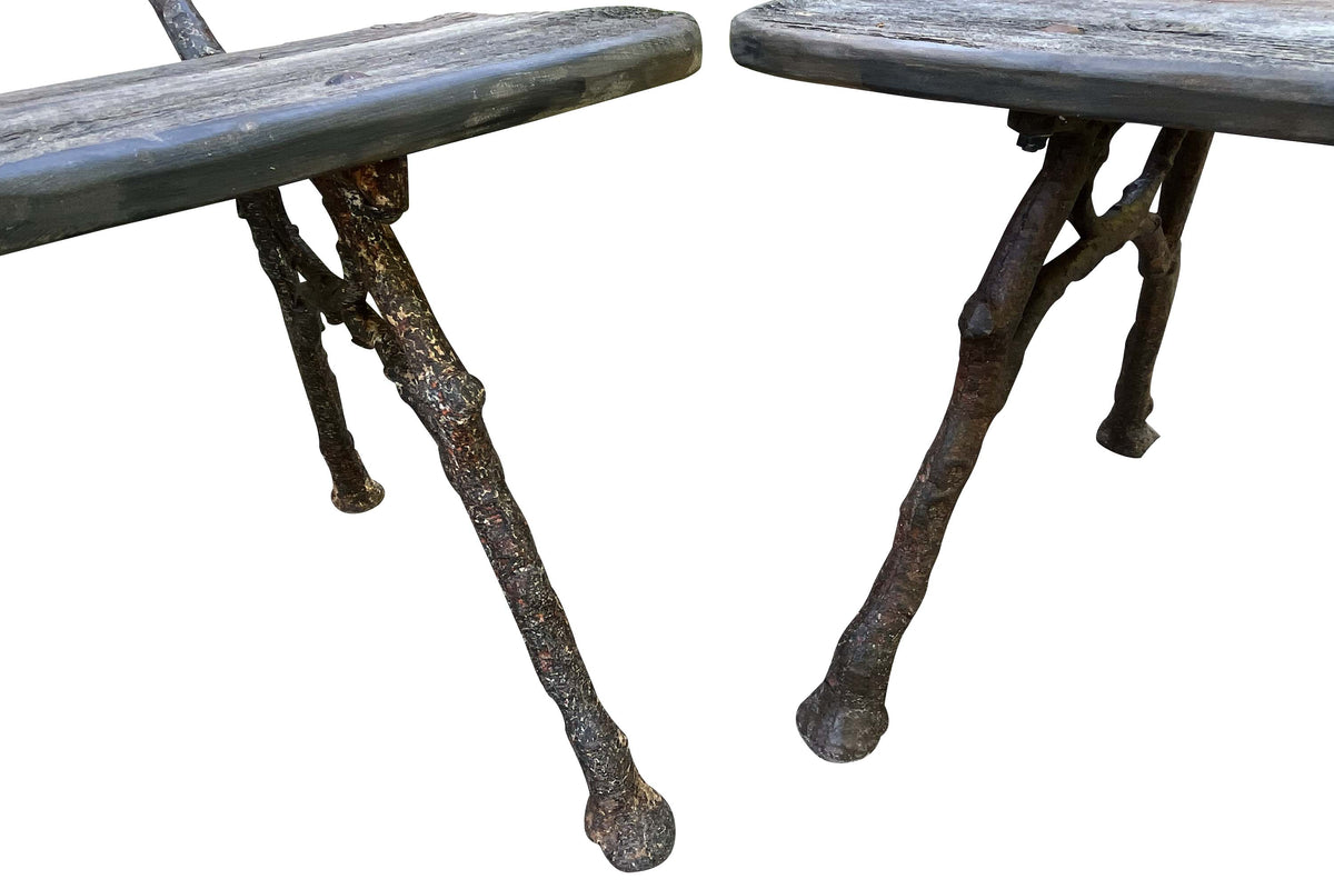 Pair of Late 19th Century French Branch-Work Garden Benches