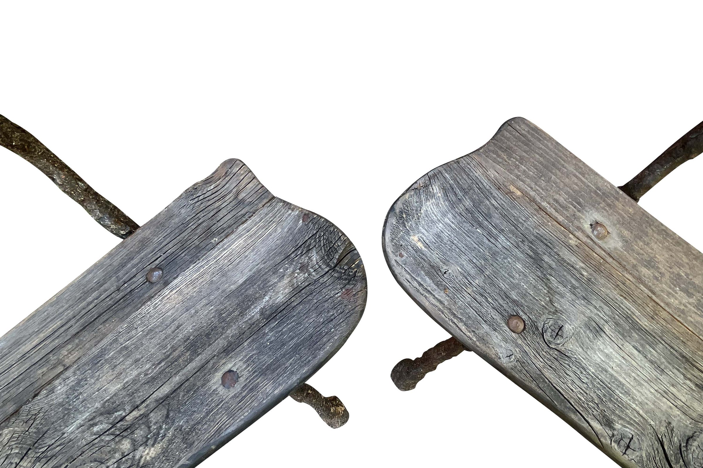 Pair of Late 19th Century French Branch-Work Garden Benches