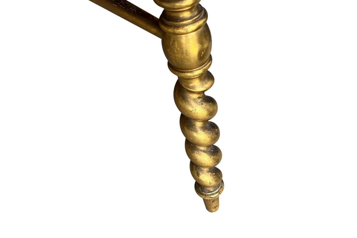 Napoleon III Giltwood Barley Twist Stool in Antique Hemp