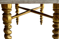 Napoleon III Giltwood Barley Twist Stool in Antique Hemp