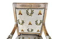 Pair of Early 19th Century French Directoire Armchairs with Needlepoint Bee and Laurel Upholstery