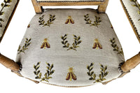 Pair of Early 19th Century French Directoire Armchairs with Needlepoint Bee and Laurel Upholstery