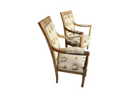 Pair of Early 19th Century French Directoire Armchairs with Needlepoint Bee and Laurel Upholstery