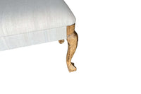 20th Century French Banquette with paw feet Upholstered in Antique Hemp