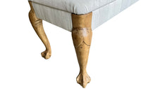 20th Century French Banquette with paw feet Upholstered in Antique Hemp