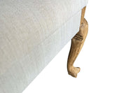 20th Century French Banquette with paw feet Upholstered in Antique Hemp