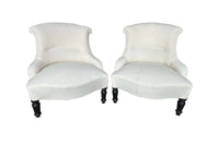 Pair of Petite Late 19th Century French Napoleon III Fishtail-Back Slipper Chairs