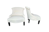 Pair of Petite Late 19th Century French Napoleon III Fishtail-Back Slipper Chairs