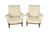 PAIR OF LARGE FRENCH  SCROLL BACK ARMCHAIRS