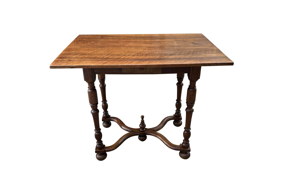 18th Century French Louis XIII Walnut Side Table with Drawer