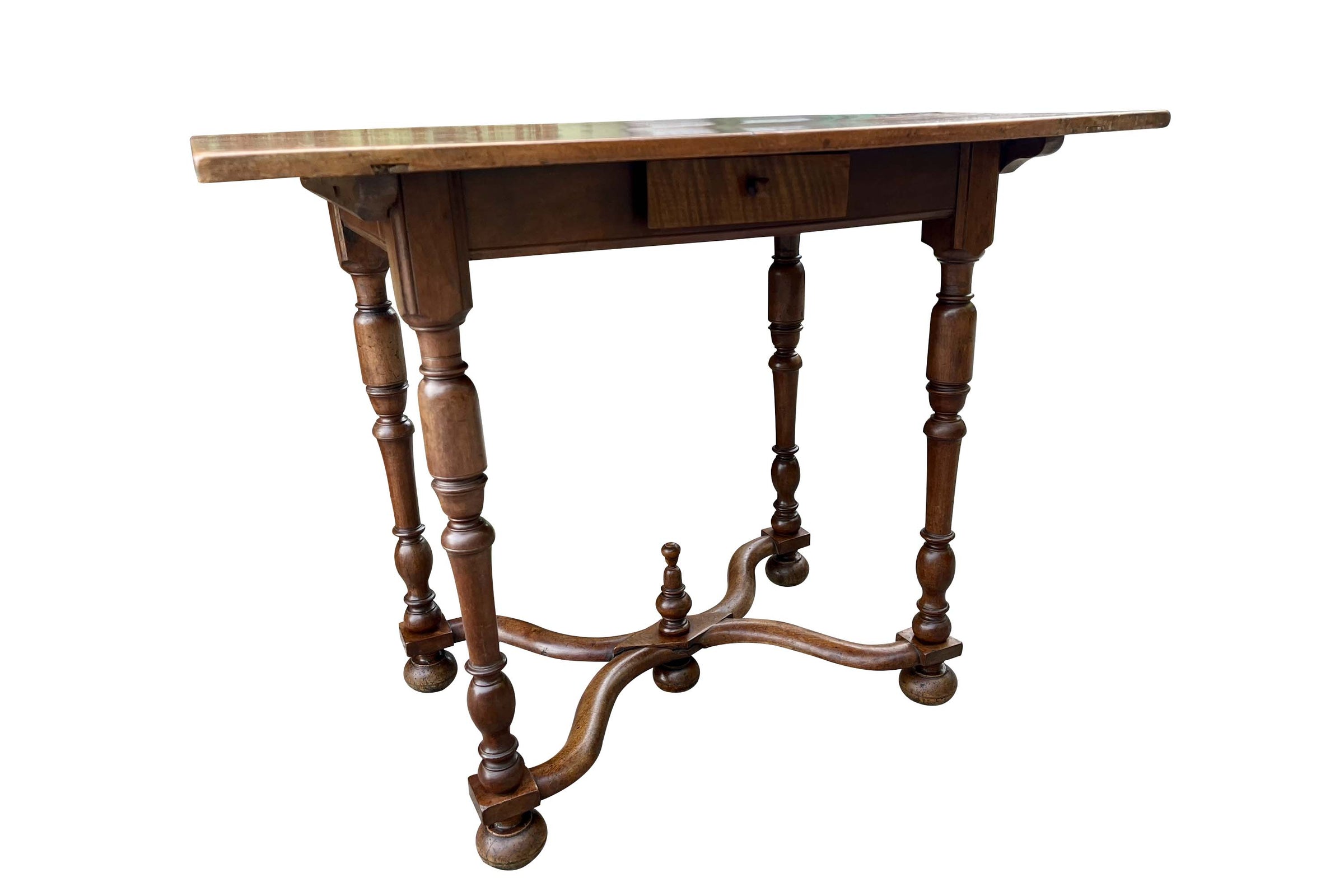 18th Century French Louis XIII Walnut Side Table with Drawer