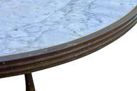 Large Mid-Century French Marble Top Gueridon with Brassed Cast Iron Base 