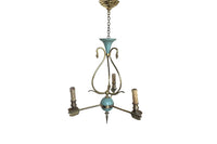 Mid-20th Century French Empire Revival Three-Branch Brass Chandelier with Swan Motifs and Arrow Arms