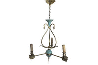 Mid-20th Century French Empire Revival Three-Branch Brass Chandelier with Swan Motifs and Arrow Arms