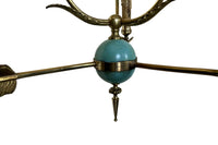 Mid-20th Century French Empire Revival Three-Branch Brass Chandelier with Swan Motifs and Arrow Arms