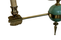 Mid-20th Century French Empire Revival Three-Branch Brass Chandelier with Swan Motifs and Arrow Arms