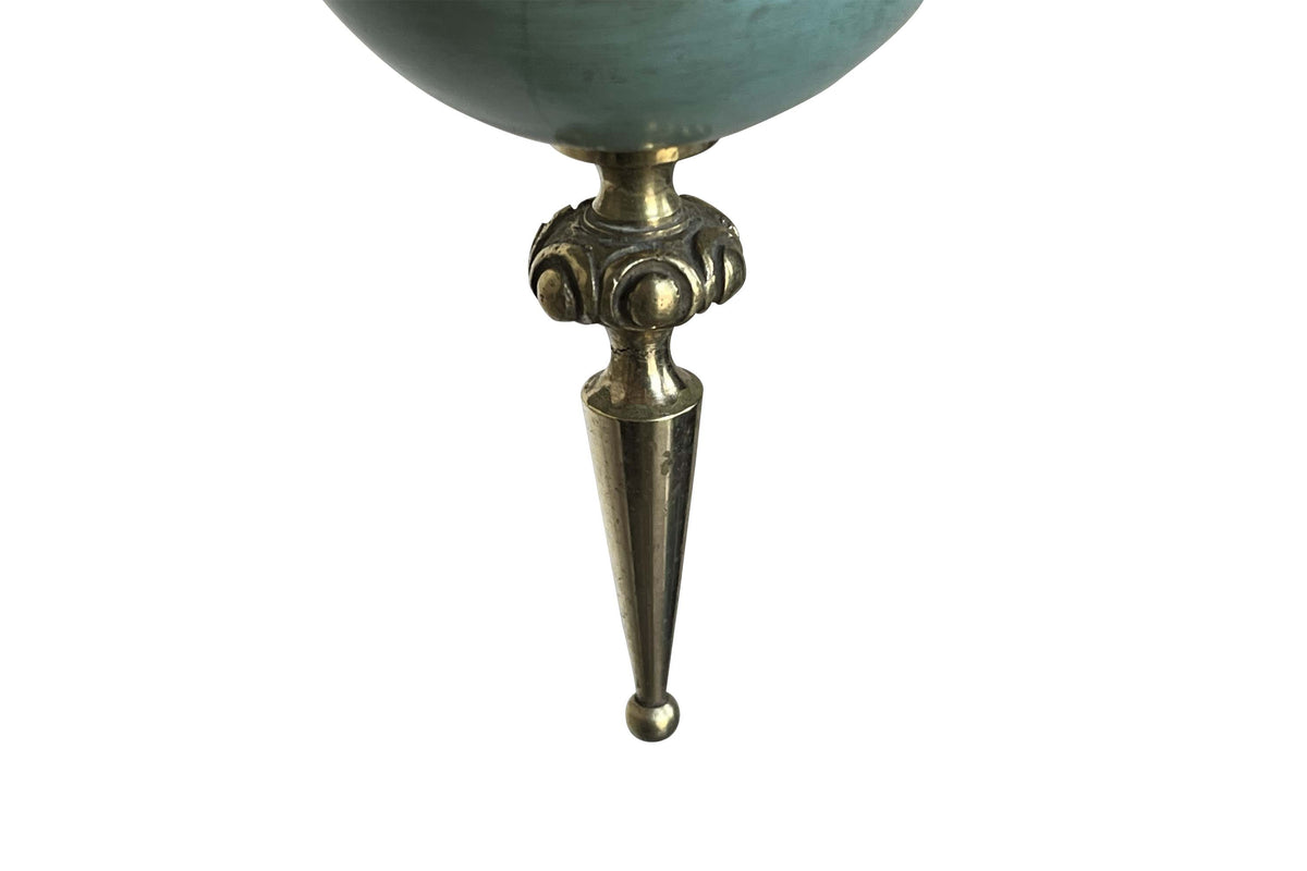 Mid-20th Century French Empire Revival Three-Branch Brass Chandelier with Swan Motifs and Arrow Arms
