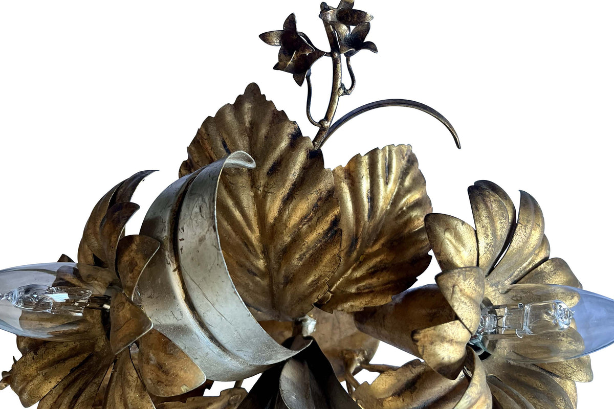 Mid-Century Italian Silver & Gilt Florentine Ceiling Light / Wall Sconce