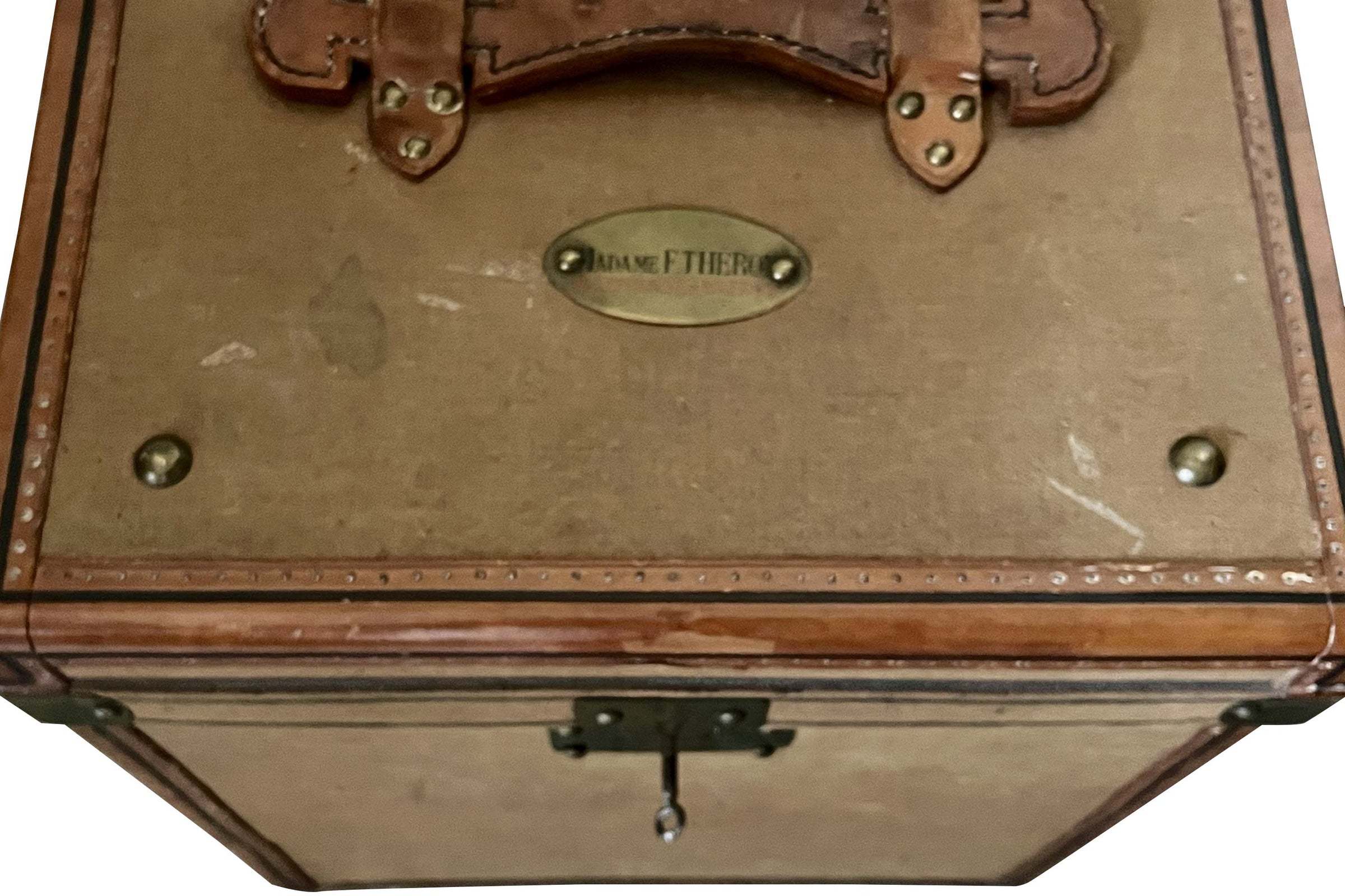 A charming early 20th Century French travelling hat trunk. 