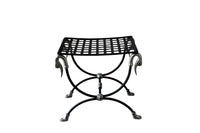 Mid-Century French Curule Stool with Swan-Head Terminals and Paw Feet