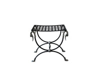 Mid-Century French Curule Stool with Swan-Head Terminals and Paw Feet