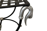Mid-Century French Curule Stool with Swan-Head Terminals and Paw Feet