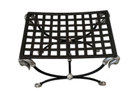 Mid-Century French Curule Stool with Swan-Head Terminals and Paw Feet