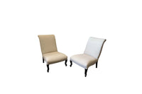 Pair of 19th Century French Napoleon III slipper chairs with scroll backs. 