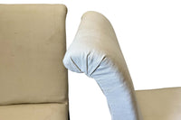 Pair of 19th Century French Napoleon III slipper chairs with scroll backs. 