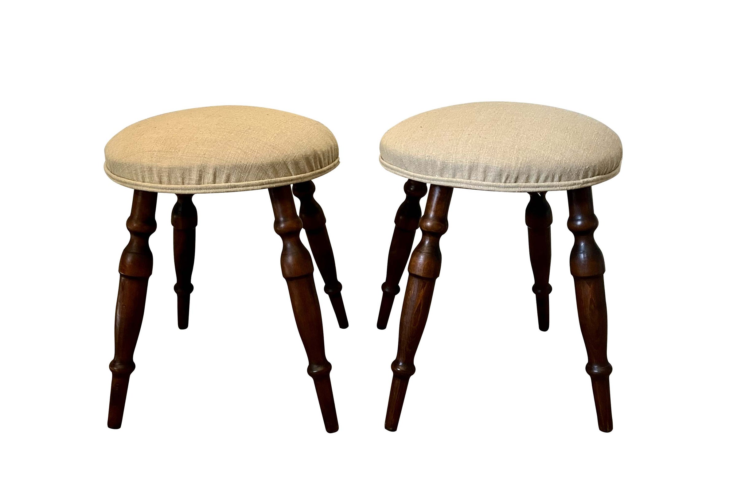 Pair of Mid-20th Century French Upholstered Stools