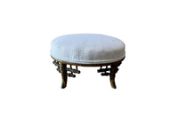 Small 19th Century French Faux Bamboo Footstool in Antique Hemp