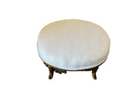 Small 19th Century French Faux Bamboo Footstool in Antique Hemp