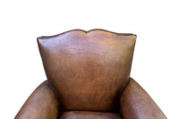 Pair of French Art Deco Moustache-Back Leather Club Chairs