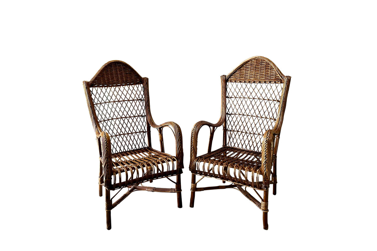 Pair of 1930s French Wicker Armchairs