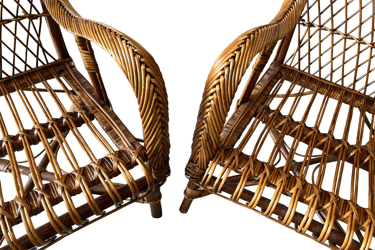 Pair of 1930s French Wicker Armchairs