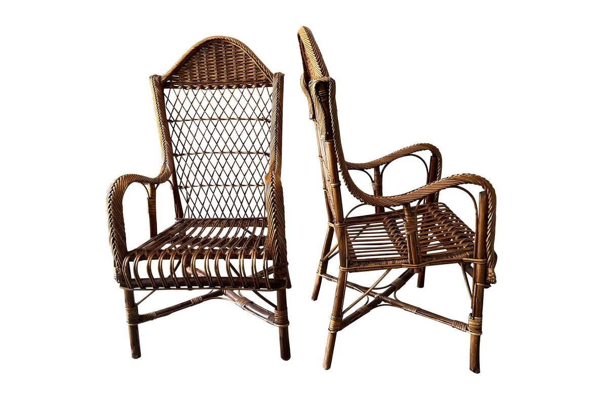 Pair of 1930s French Wicker Armchairs