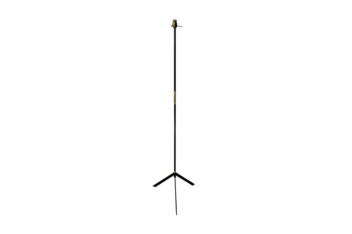 Mid-Century Italian Black and Brass Floor Lamp