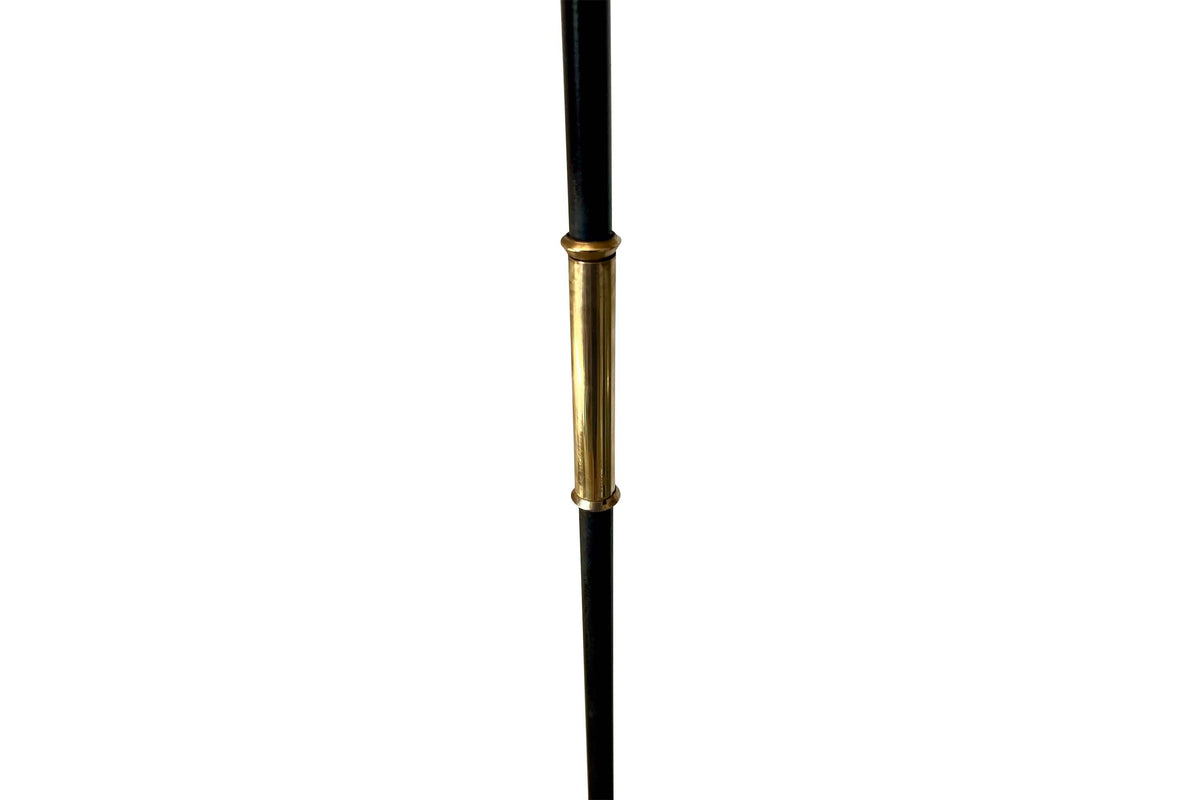 Mid-Century Italian Black and Brass Floor Lamp