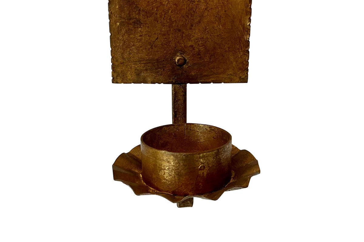 Pair of Mid-20th Century Spanish Gilt Iron Wall Sconces