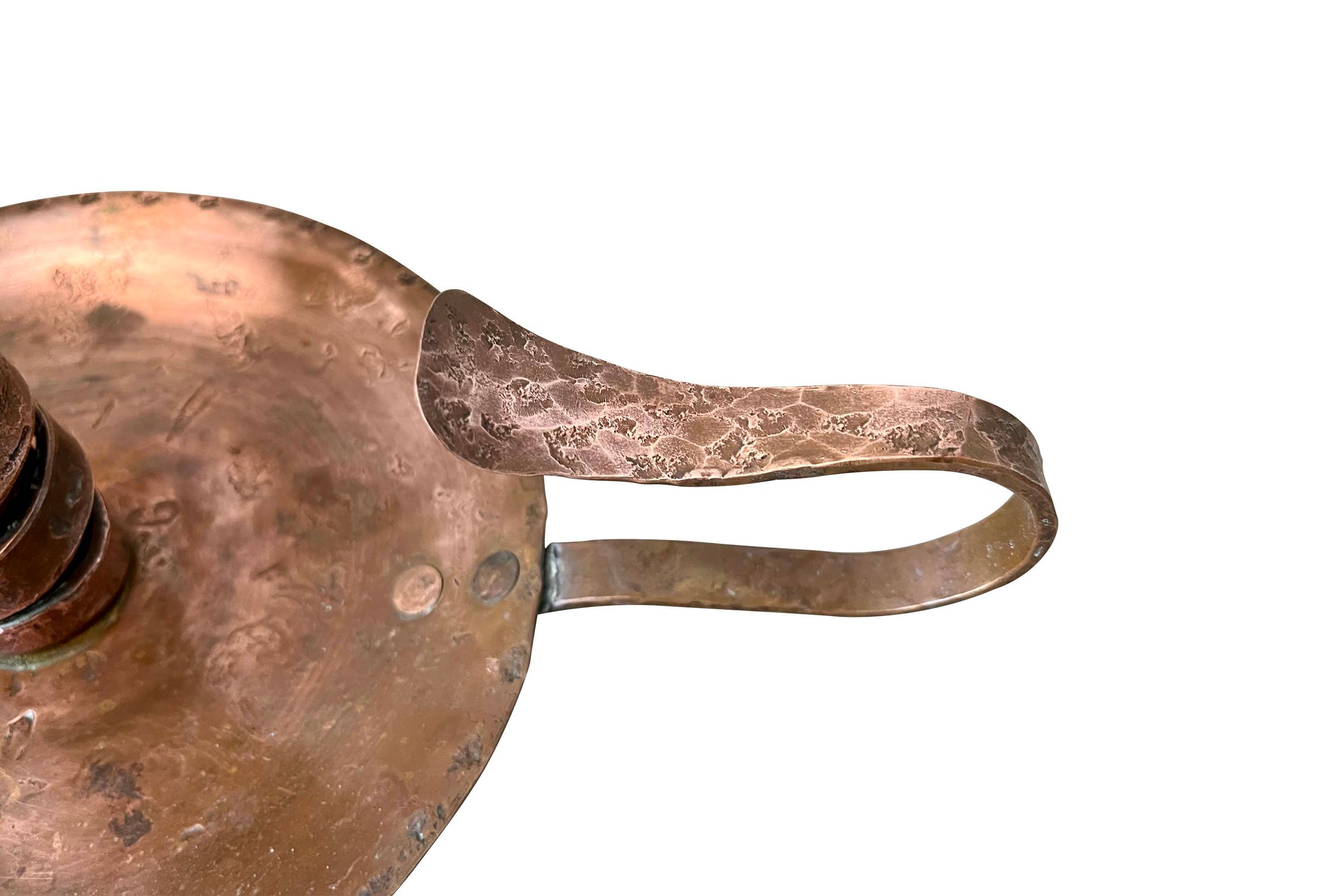 Mid-20th Century French Hammered Copper Rat de Cave Cellar Candlestick