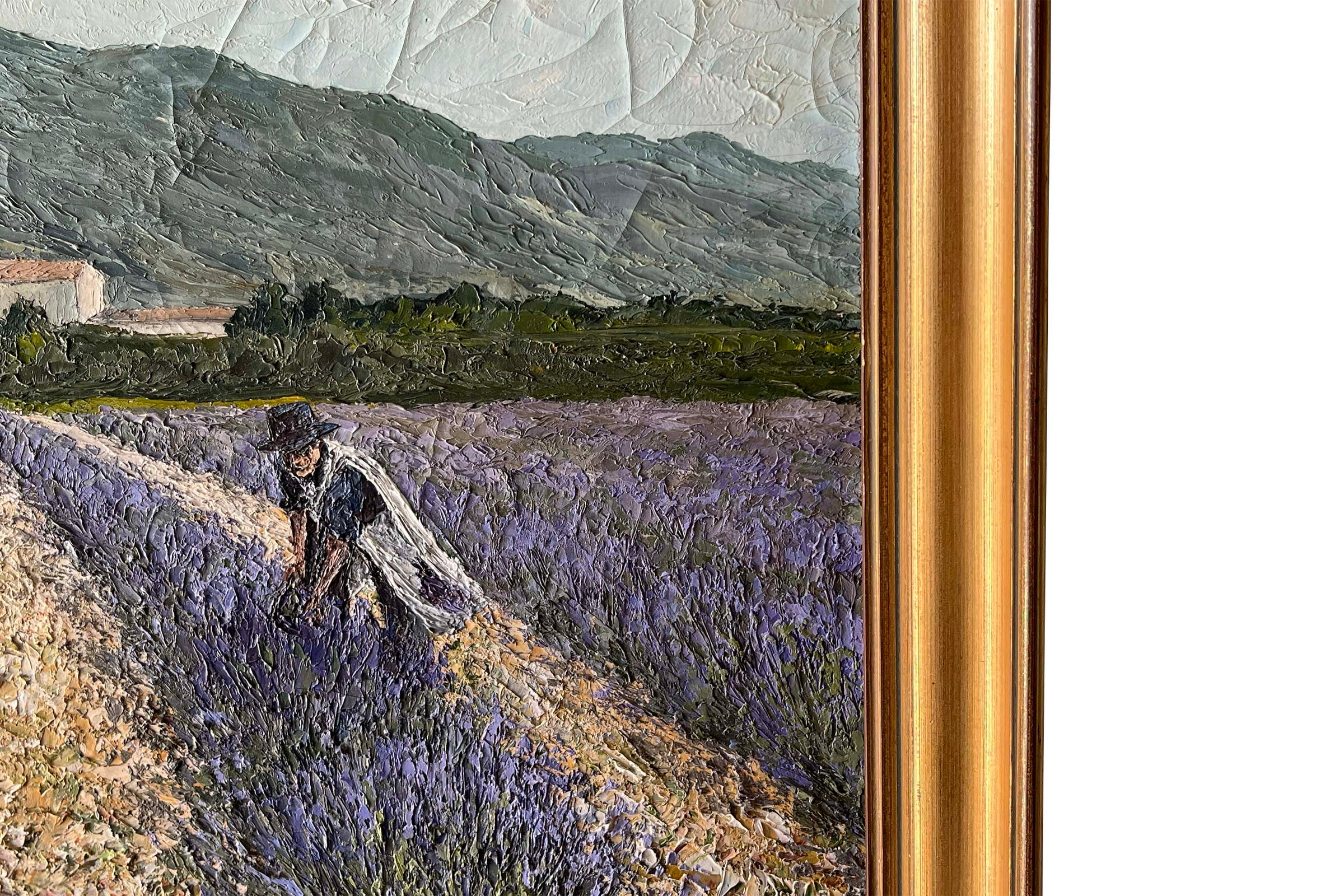 Large 20th Century French Oil on Canvas Painting 'Lavandes à Valvignères' by B. Durand