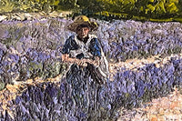 Large 20th Century French Oil on Canvas Painting 'Lavandes à Valvignères' by B. Durand